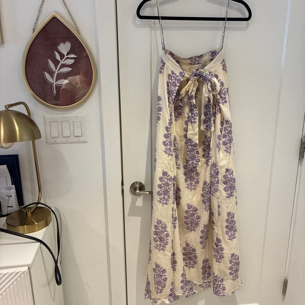 J. Crew Cream Maxi Dress with Purple Floral Print - Picture 4 of 7